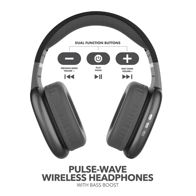 Alt view image 5 of 6 - Wave-56 Wireless Headphones, 40H Battery, Hi-Res Audio, Enhanced Bass, Noise Cancelling, Transparency Mode, Lightweight Over-Ear Bluetooth Headphones with Comfort Fit, Travel-Friendly Black