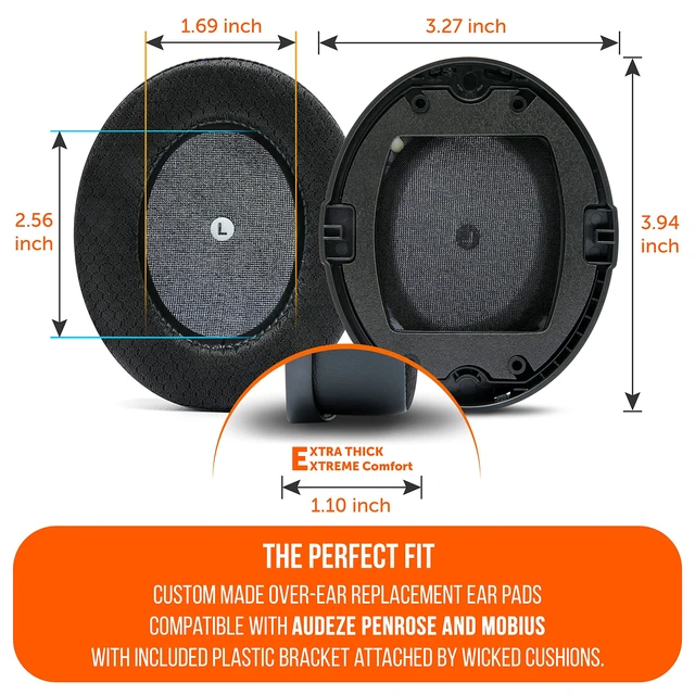 Alt view image 3 of 6 - Freeze Penrose - Cooling Gel Earpads for Audeze Penrose & Mobius Made by Wicked Cushions Hybrid Fabric, Improved Durability, Thickness & Sound Isolation Black