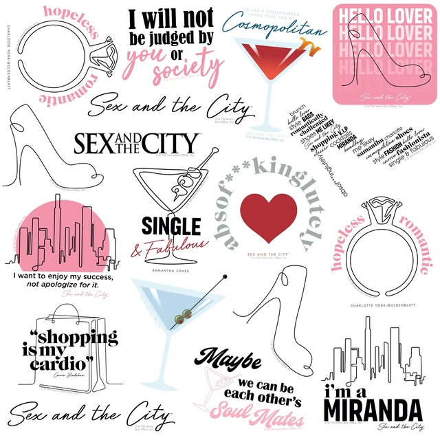 Alt view image 3 of 6 - Sex and the City 100 Sticker Pack Waterproof Vinyl Decals Officially Licensed Sex and the City Stickers Great for Water Bottles, Skateboards, Luggage, Laptops, Bumpers & Cars