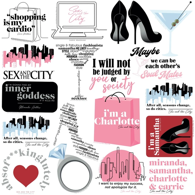 Alt view image 4 of 6 - Sex and the City 100 Sticker Pack Waterproof Vinyl Decals Officially Licensed Sex and the City Stickers Great for Water Bottles, Skateboards, Luggage, Laptops, Bumpers & Cars