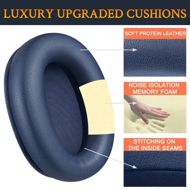 Alt view image 3 of 5 - Earpads for Sony WH-CH710N/CH720N - Navy Blue for WH-CH710N(WHCH710N)/WH-CH720N(WHCH720N) Wireless Headphones
