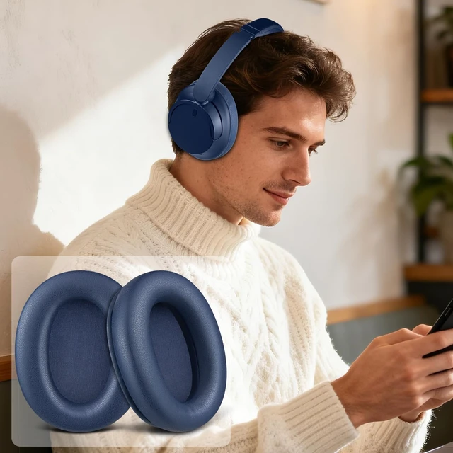 Alt view image 5 of 5 - Earpads for Sony WH-CH710N/CH720N - Navy Blue for WH-CH710N(WHCH710N)/WH-CH720N(WHCH720N) Wireless Headphones