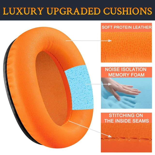 Alt view image 3 of 4 - Earpads for Sony WH-CH710N/CH720N - Orange for WH-CH710N(WHCH710N)/WH-CH720N(WHCH720N) Wireless Headphones