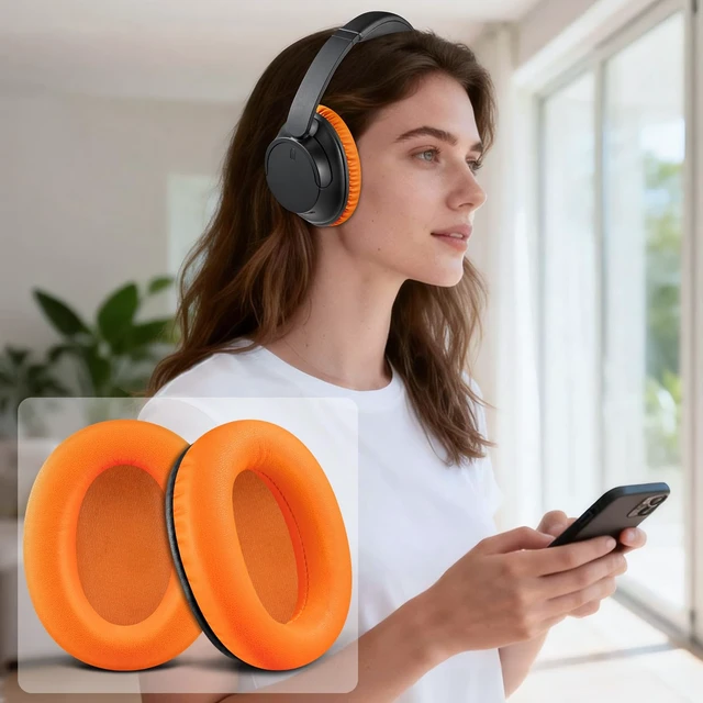 Alt view image 4 of 4 - Earpads for Sony WH-CH710N/CH720N - Orange for WH-CH710N(WHCH710N)/WH-CH720N(WHCH720N) Wireless Headphones