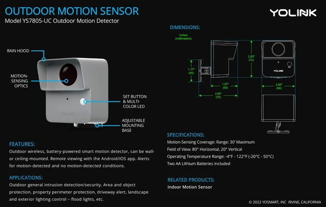 Alt view image 7 of 7 - Outdoor Motion Sensor for Driveway Alerts Kit: 1-Pack + Hub Driveway Motion Mobile App Alerts, Up to 2-Year Battery, Works with Alexa/IFTTT, LoRa Protocol Up to 2034 Feet