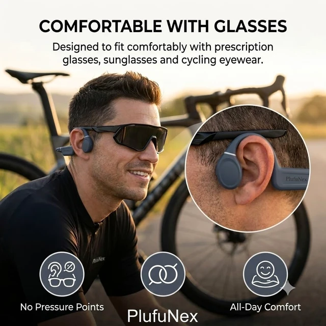 Alt view image 5 of 7 - Bone Conduction Headphones, Open-Ear Bluetooth 6.0 Sports Headphones with Secure Fit, 32g Lightweight Design, 13H Battery Life, IP68 Sweat Resistant for Running, Cycling and Workouts