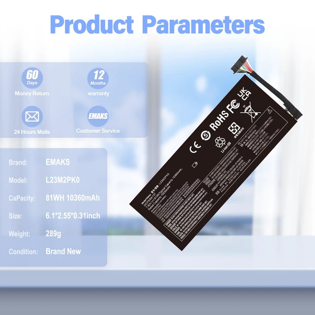 Alt view image 2 of 6 - L23M2PK0 Upgrade 81Wh Battery for Legion Go 1 2 8APU1 AMD Handheld L23B2PK0 for L23D2PK0 L23C2PK0 L23L2PK0 5B11M36298 5B11M36299 5B11M36296 SB11M36297 7.82V