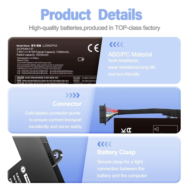 Alt view image 4 of 6 - L23M2PK0 Upgrade 81Wh Battery for Legion Go 1 2 8APU1 AMD Handheld L23B2PK0 for L23D2PK0 L23C2PK0 L23L2PK0 5B11M36298 5B11M36299 5B11M36296 SB11M36297 7.82V