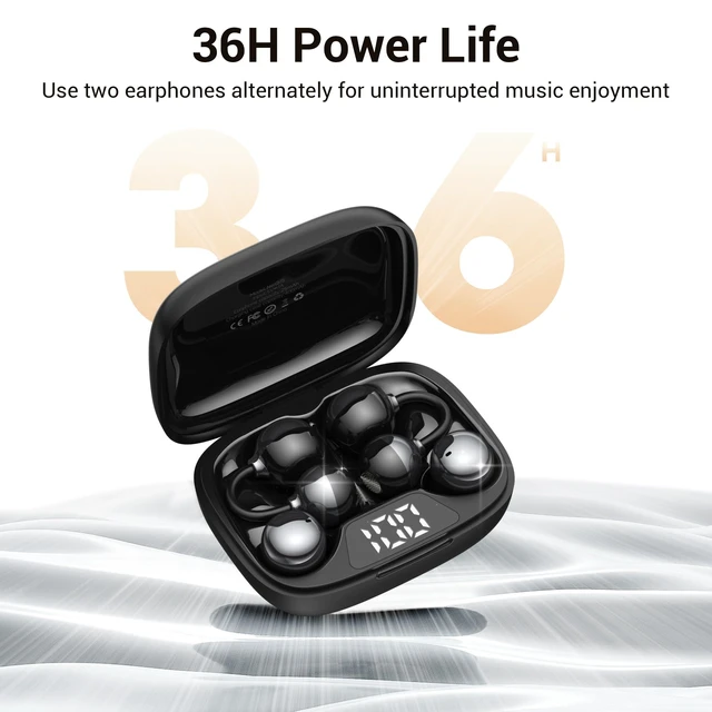 Alt view image 4 of 7 - 2-in-1 Wireless Earbuds Set, Open-Ear Clip & Mini Sleep Headphones, 36H Battery, Bass Sound, Ultra Comfortable, IPX5 Waterproof, Stylish for Work/Sport/Sleep