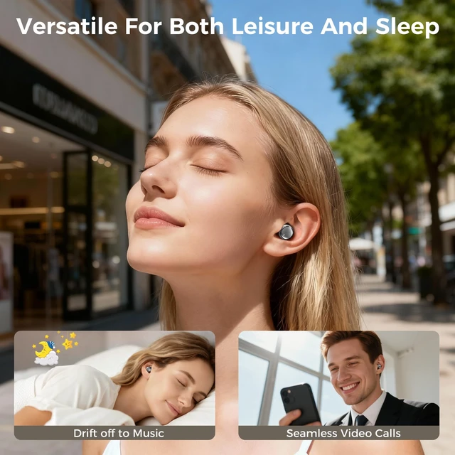 Alt view image 6 of 7 - 2-in-1 Wireless Earbuds Set, Open-Ear Clip & Mini Sleep Headphones, 36H Battery, Bass Sound, Ultra Comfortable, IPX5 Waterproof, Stylish for Work/Sport/Sleep