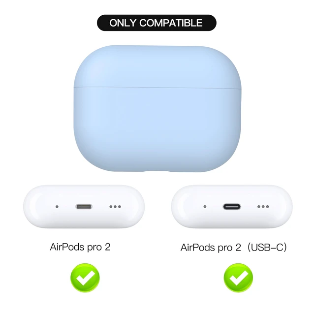 Alt view image 2 of 6 - Liquid Silicone Case for AirPods Pro 2(USB-C/Lightning Cable), Triple Layer Hybrid Protective Hard Case Shockproof Cover Compatible with AirPods Pro 2nd Generation (Sky Blue)