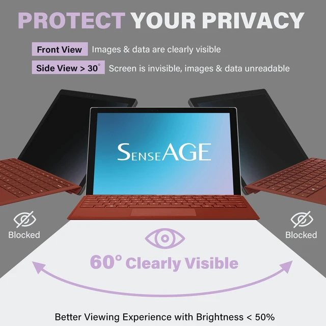 Alt view image 3 of 7 - Magnetic Privacy Screen Protector for Surface Pro 12.3 inch (7+/7/6/5/4), Easy On/Off Privacy Filter, Anti-Blue Light, Glare, Laptop Screen Filter, Compatible with Surface Pro 12.3"