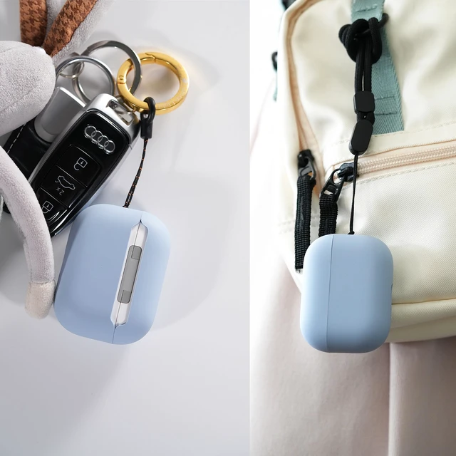 Alt view image 6 of 6 - Liquid Silicone Case for AirPods Pro 2(USB-C/Lightning Cable), Triple Layer Hybrid Protective Hard Case Shockproof Cover Compatible with AirPods Pro 2nd Generation (Sky Blue)