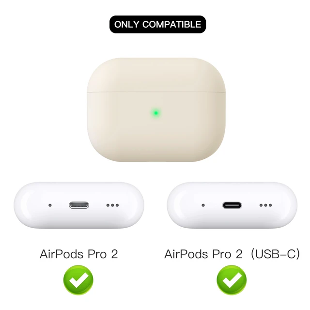 Alt view image 2 of 6 - Liquid Silicone Case for AirPods Pro 2(2023/2022), Triple Layer Hybrid Protective Hard Case Shockproof Cover Compatible with AirPods Pro 2nd Generation (Beige)