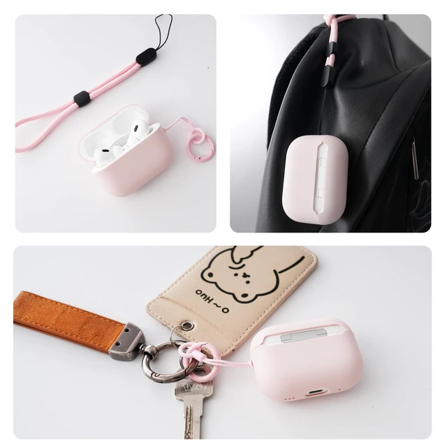 Alt view image 3 of 6 - Liquid Silicone Case for AirPods Pro 2(2023/2022), Triple Layer Hybrid Protective Hard Case Shockproof Cover Compatible with AirPods Pro 2nd Generation (Pink)