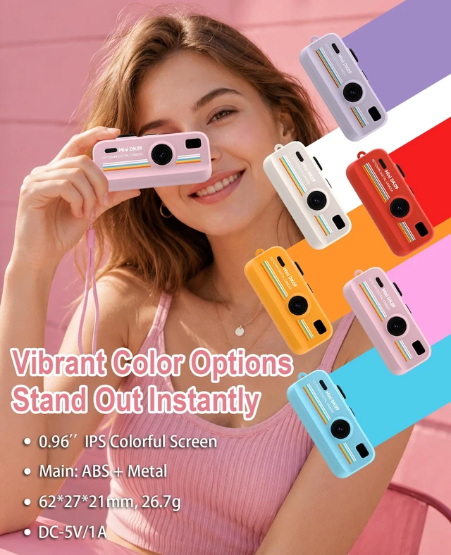 Alt view image 4 of 6 - Compact Retro Digital Camera 2K HD 16X Zoom LED Fill Light Keychain Version Vintage Filters Easy Single Button Control Portable Pocket Camera for Boys Girls and Teens