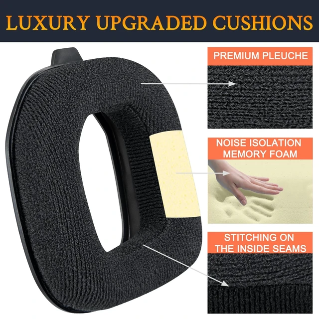 Alt view image 3 of 5 - Earpads for Astro A50X/A50 Gen4/A50 Gen5 - Black Not Fit A50 Gen 1/2/3 Headphones