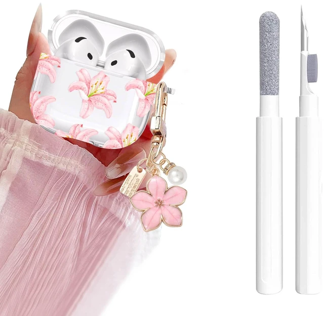 Main image of for Airpods 4 Case Clear,Cute Lily Flower Blossom Floral Case for Airpod 4 Case Cover,Soft TPU Skin with Girly Flower Pearl Keychain&Cleaning Pen for AirPods 4th Generation Cover Women Girls