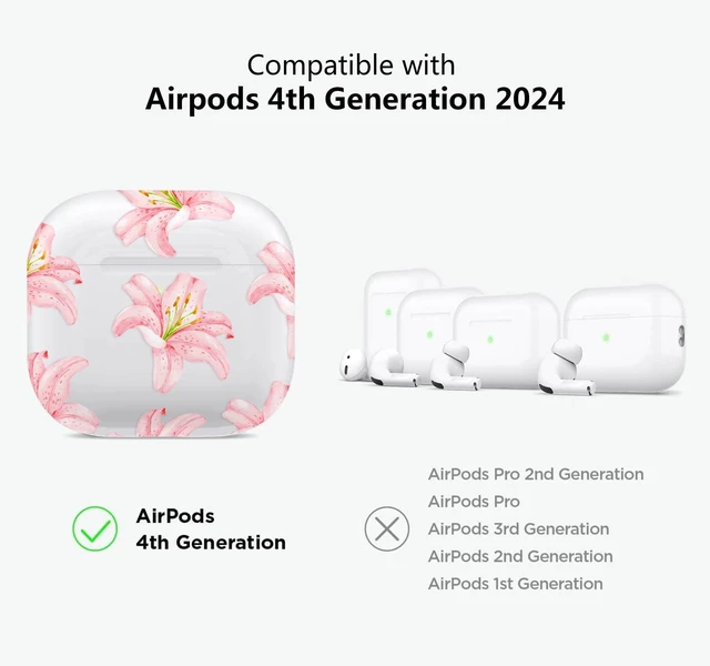 Alt view image 2 of 7 - for Airpods 4 Case Clear,Cute Lily Flower Blossom Floral Case for Airpod 4 Case Cover,Soft TPU Skin with Girly Flower Pearl Keychain&Cleaning Pen for AirPods 4th Generation Cover Women Girls