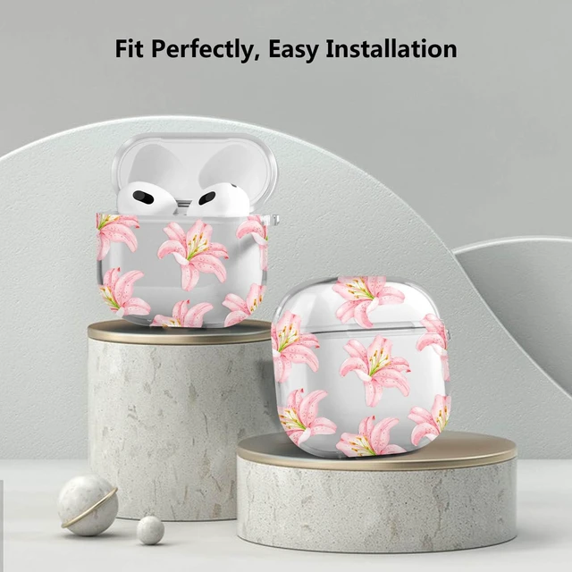 Alt view image 4 of 7 - for Airpods 4 Case Clear,Cute Lily Flower Blossom Floral Case for Airpod 4 Case Cover,Soft TPU Skin with Girly Flower Pearl Keychain&Cleaning Pen for AirPods 4th Generation Cover Women Girls