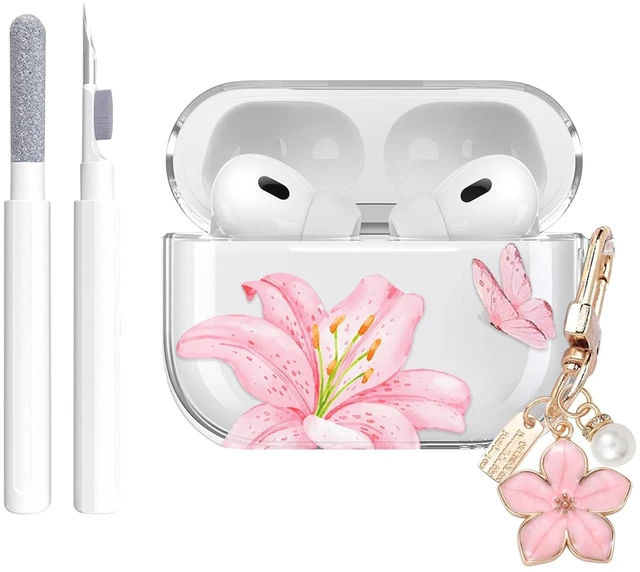 Main image of for Airpods Pro/Airpods Pro 2 Case Clear,Cute Lily Flower Floral Soft TPU for Airpods Pro/Airpods Pro 2nd Generation Case Cover with Girly Flower Pearl Keychain&Cleaning Pen Women