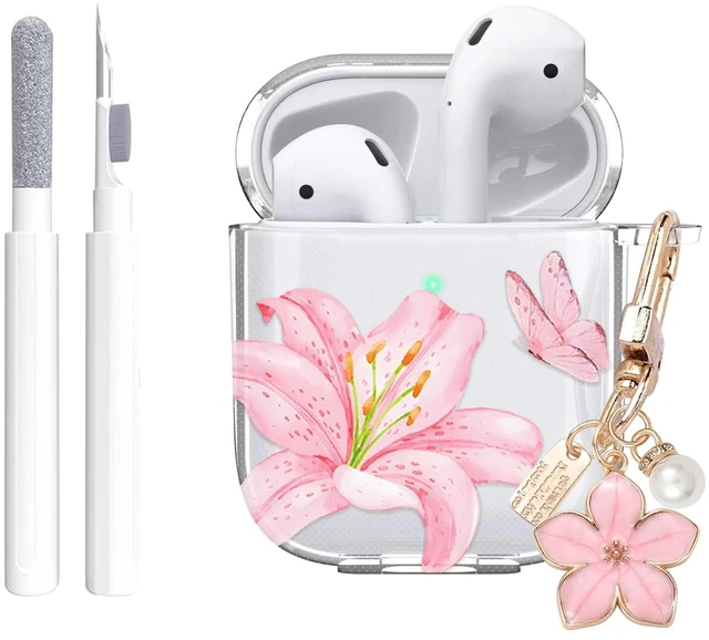 Main image of for Airpods 2/1 Case Clear,Cute Lily Flower Floral Case Soft TPU for Airpods 1/2 Case Cover with Girly Flower Pearl Keychain&Cleaning Pen for Airpods 2 Cover Women Girl