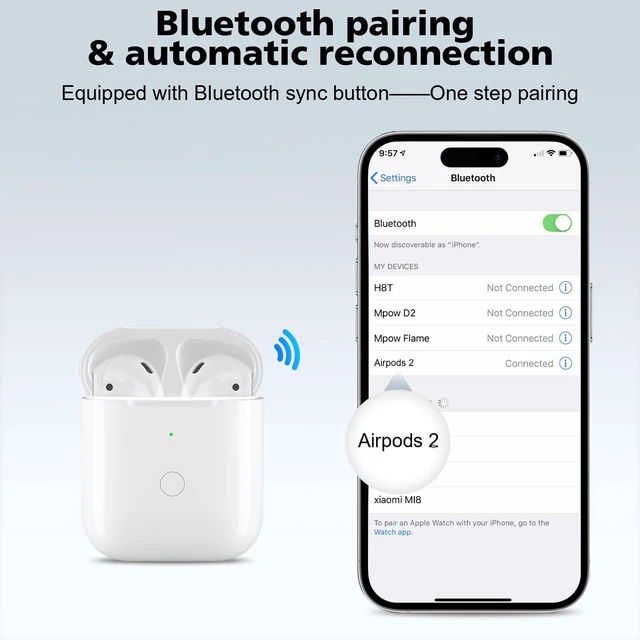 Alt view image 2 of 7 - Wireless Charging Case Compatible with AirPod 1 2, Air Pods 1 2 Charger Case Replacement with Bluetooth Pairing Sync Button, No Earbuds,White