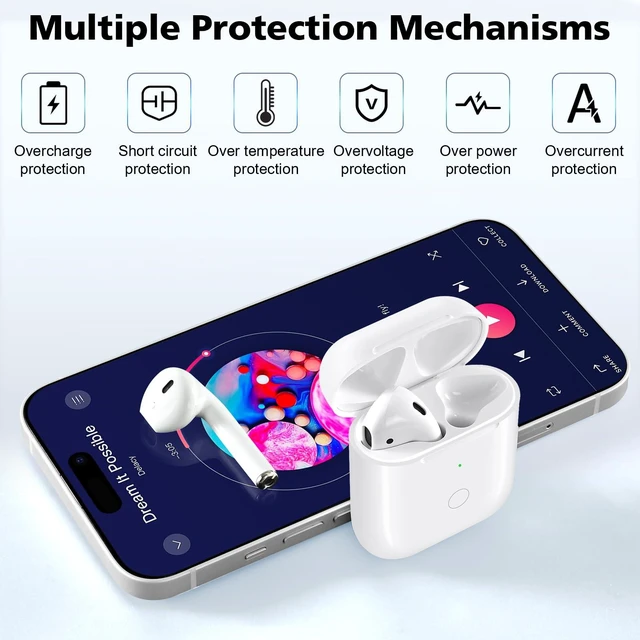 Alt view image 5 of 7 - Wireless Charging Case Compatible with AirPod 1 2, Air Pods 1 2 Charger Case Replacement with Bluetooth Pairing Sync Button, No Earbuds,White