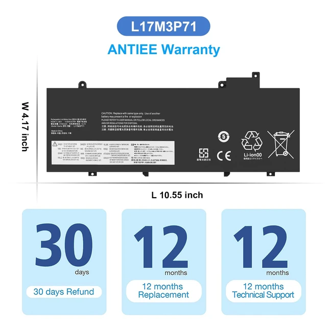 Alt view image 7 of 7 - L17L3P71 L17M3P71 Laptop Battery for Lenovo Thinkpad T480S 20L7 20L8 Series 01AV478 01AV479 L17S3P71 SB10K97622 SB10K97621 SB10K97620 11.58V 57Wh 4920mAh 3-Cell, Easy Installation, Long Battery Life