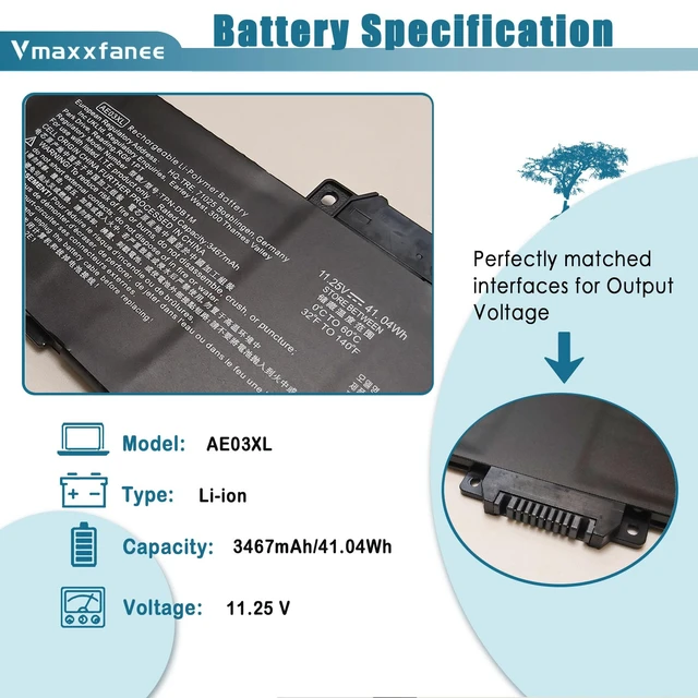 Alt view image 2 of 7 - AE03XL Laptop Battery Replacement for HP 245/240 / 246/250 / 255/256 G10 14-EE 14Z-EM 14-EM 14T-EP 14-EP 15-FC 15Z-FC 15-FD 15T-FD Series TPN-DB1N HSTNN-WB0D