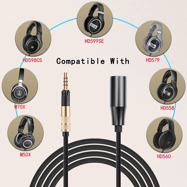 Alt view image 4 of 7 - Replacement Audio Upgrade Cable Compatible with Sennheiser HD598Cs HD560s HD598SE HD620S HD400PRO HD599 ATH-M50x M70x Headphones for Musicians Audiophiles 6.5ft 4PIN-XLR