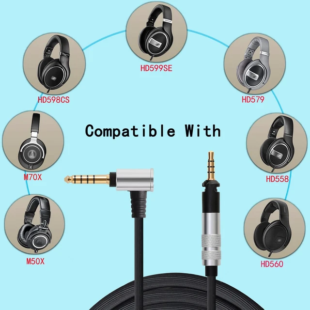 Alt view image 2 of 7 - Balance Audio Upgrade Cable Compatible with Sennheiser HD598Cs HD560s HD598SE HD620S HD400PRO HD599 ATH-M50x M70x Headphones for Musician Audiophile 4.9ft 4.4mm