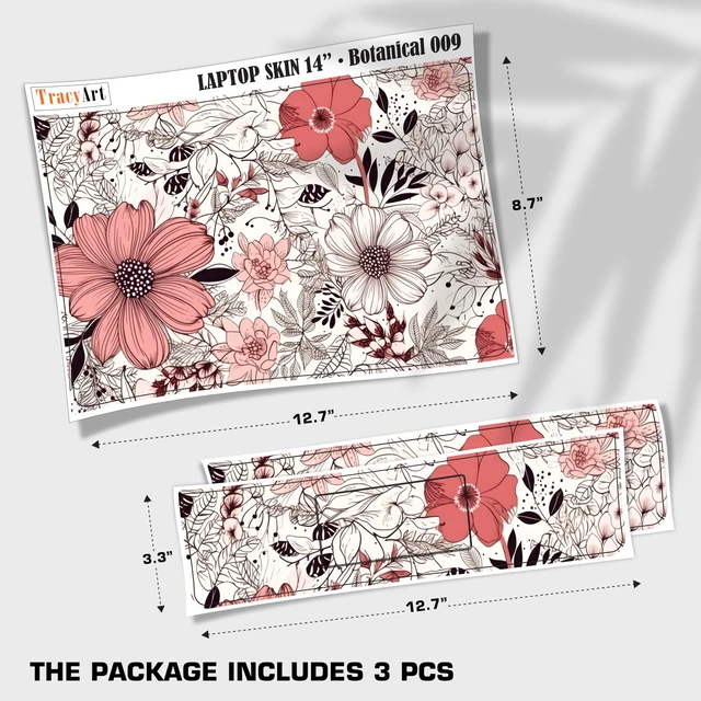 Alt view image 2 of 6 - Laptop Skin Decal HP 14" - Botanical, Laptop Cover Sticker, No Cutting Required, No Bubble, Waterproof, Scratch Resistant - Including Wide Screen and Wrist Pad