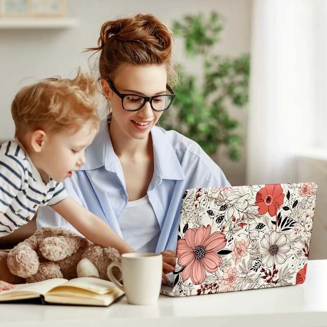Alt view image 6 of 6 - Laptop Skin Decal HP 14" - Botanical, Laptop Cover Sticker, No Cutting Required, No Bubble, Waterproof, Scratch Resistant - Including Wide Screen and Wrist Pad