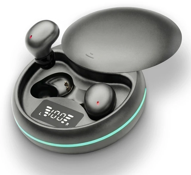 Main image of Sleep Earbuds, Bluetooth 5.4 in-Ear Headphones, Matte Black Asymmetric chamber for side sleepers, LED power display, built-in mic, portable charging case