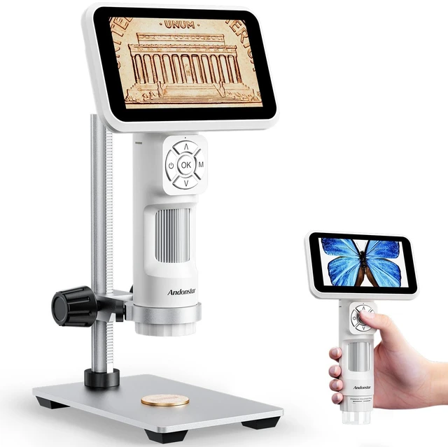 Main image of Digital Microscope, 5" 1080P Coin Microscope Camera Error Coin Microscope with 7.3" Metal Stand, Handheld USB Coin Magnifier, 8 Adjustable LED Lights, Windows Mac PC Compatible