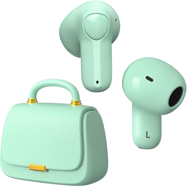Main image of Wireless Earbuds with Mini Handbag Case, 22H Playtime, Sage Green Bluetooth 5.3, 13mm drivers, touch controls and DIY stickers for music, calls, travel, everyday wear and gifting