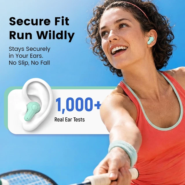 Alt view image 6 of 7 - Wireless Earbuds with Mini Handbag Case, 22H Playtime, Sage Green Bluetooth 5.3, 13mm drivers, touch controls and DIY stickers for music, calls, travel, everyday wear and gifting