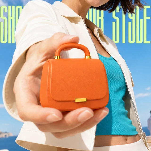Alt view image 2 of 7 - Wireless Earbuds with Mini Handbag Case, 22H Playtime, Orange Bluetooth 5.3, 13mm drivers, touch controls and DIY stickers for music, calls, travel, everyday wear and gifting