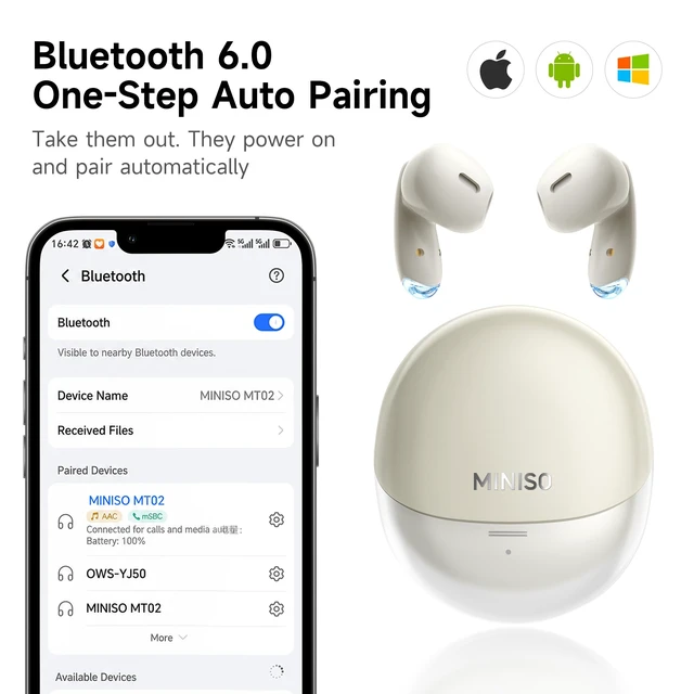 Alt view image 3 of 7 - True Wireless Earbuds with Charging Case, Bluetooth 6.0 Ear Buds In Ear Headset, HiFi Stereo, 50 H Playback Earphones with ENC Mic, Hands-Free Clear Calls for TV Smart Phone Laptop Sports