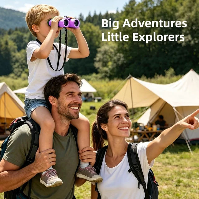 Alt view image 2 of 7 - Binoculars for Kids 8-12, 10x25 Binoculars for Bird Watching - Purple Lightweight & Easy to Hold, Clear Wildlife Viewing, Compact Travel-Friendly Design, Great for Hiking & Camping