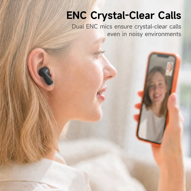 Alt view image 5 of 7 - True Wireless Earbuds with Charging Case, Bluetooth 6.0 Ear Buds In Ear Headset, HiFi Stereo, 50 H Playback Earphones with ENC Mic, Hands-Free Clear Calls for TV Smart Phone Laptop Sports