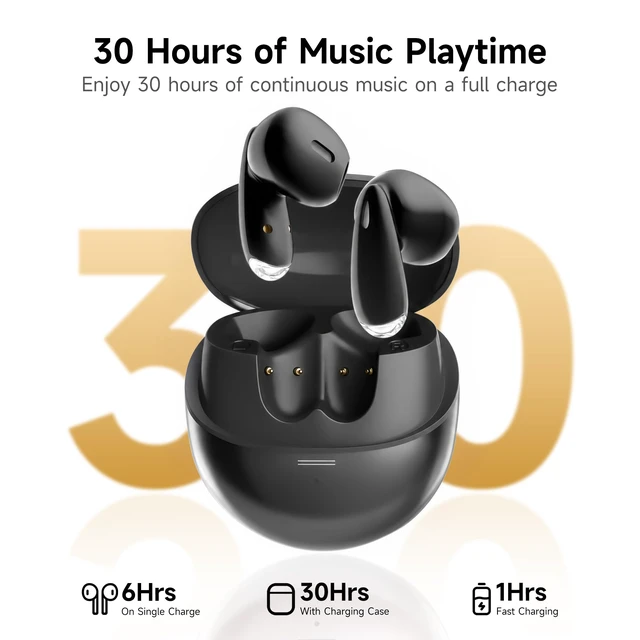 Alt view image 6 of 7 - True Wireless Earbuds with Charging Case, Bluetooth 6.0 Ear Buds In Ear Headset, HiFi Stereo, 50 H Playback Earphones with ENC Mic, Hands-Free Clear Calls for TV Smart Phone Laptop Sports
