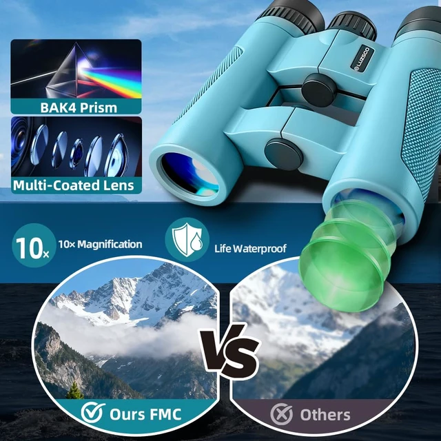 Alt view image 4 of 7 - Binoculars for Kids 8-12, 10x25 Binoculars for Bird Watching - Blue Lightweight & Easy to Hold, Clear Wildlife Viewing, Compact Travel-Friendly Design, Great for Hiking & Camping