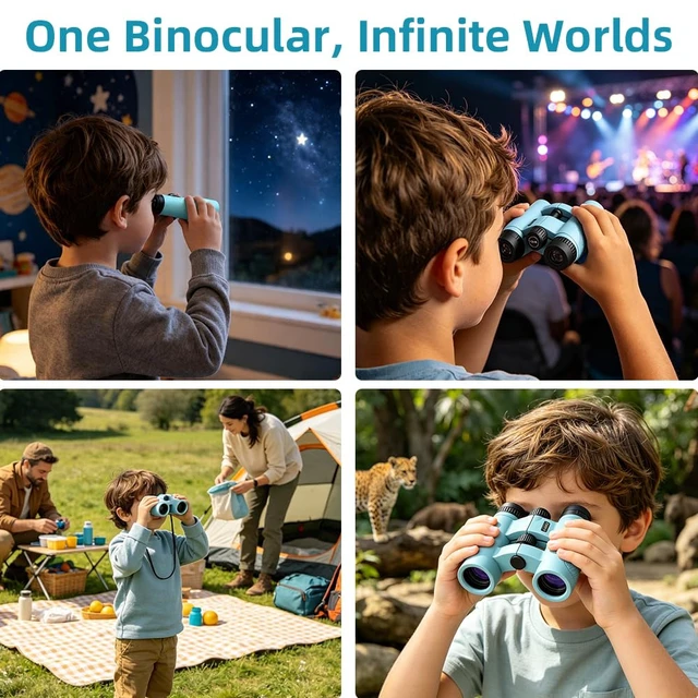 Alt view image 3 of 7 - Binoculars for Kids 8-12, 10x25 Binoculars for Bird Watching - Blue Lightweight & Easy to Hold, Clear Wildlife Viewing, Compact Travel-Friendly Design, Great for Hiking & Camping