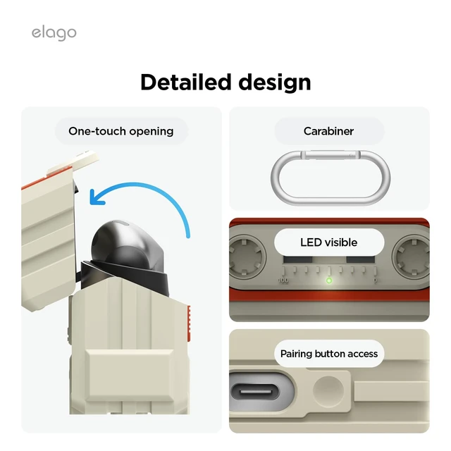Alt view image 6 of 7 - Cassette Tape Case for Galaxy Buds 3 Pro & 3 & 3 FE Cassette Tape Design Cover with Carabiner, Full Protection, Headphone Accessories, for Men, for Women (Classic White)