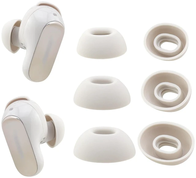 Main image of Replacement Silicone Ear Tips for Bose QuietComfort Ultra Earbuds 3 Pairs (White, Assorted S/M/L)
