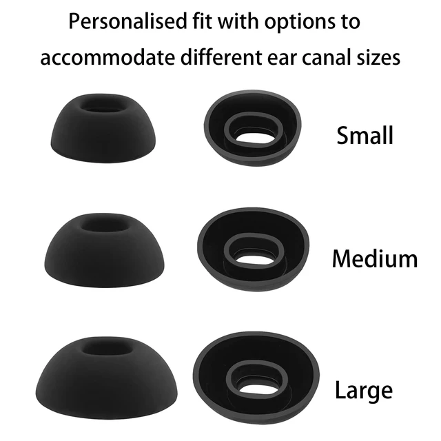 Alt view image 6 of 6 - Replacement Silicone Ear Tips for Bose QuietComfort Ultra Earbuds 3 Pairs (Black, Assorted S/M/L)