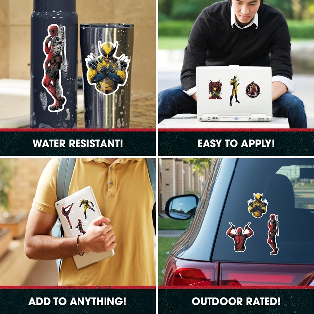 Alt view image 2 of 5 - Marvel Deadpool & Wolverine Deadpool - Set of 9 Vinyl Car Stickers for Window Truck Bumper Water Bottle Laptop Skateboard Marvel Licensed