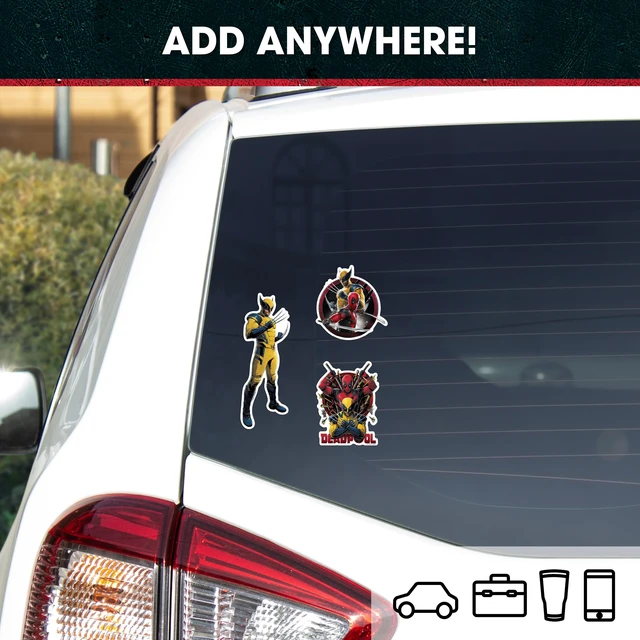 Alt view image 4 of 5 - Marvel Deadpool & Wolverine Deadpool - Set of 9 Vinyl Car Stickers for Window Truck Bumper Water Bottle Laptop Skateboard Marvel Licensed